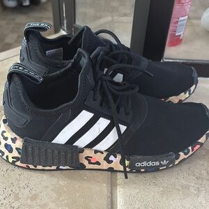 Adidas Leopard Black Sneakers with Colorful Sole